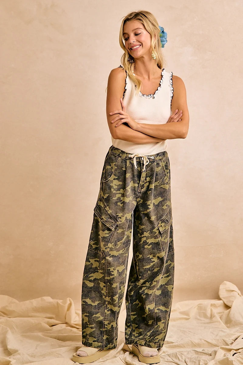 Camouflage Baggy Barrel Pants