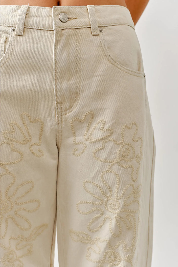 Dani Embroidered Barrel Jeans