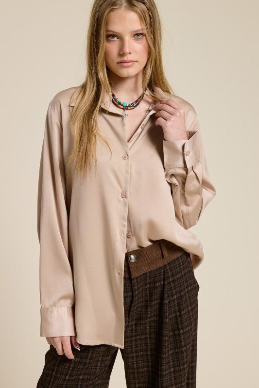 Holland Satin Button Down Top