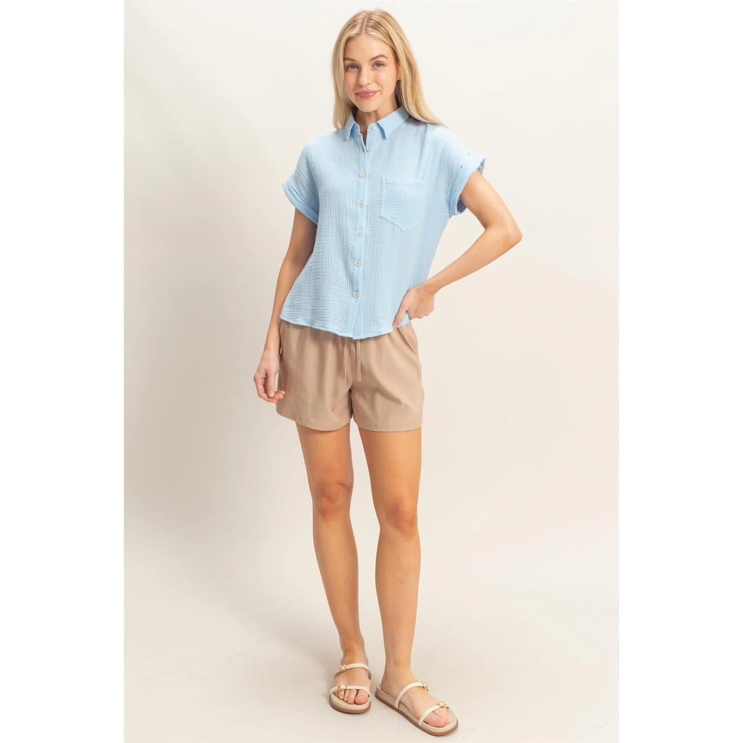 Sky Button Up