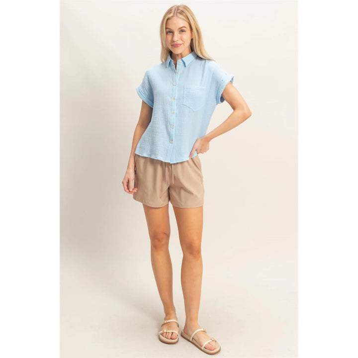 Sky Button Up