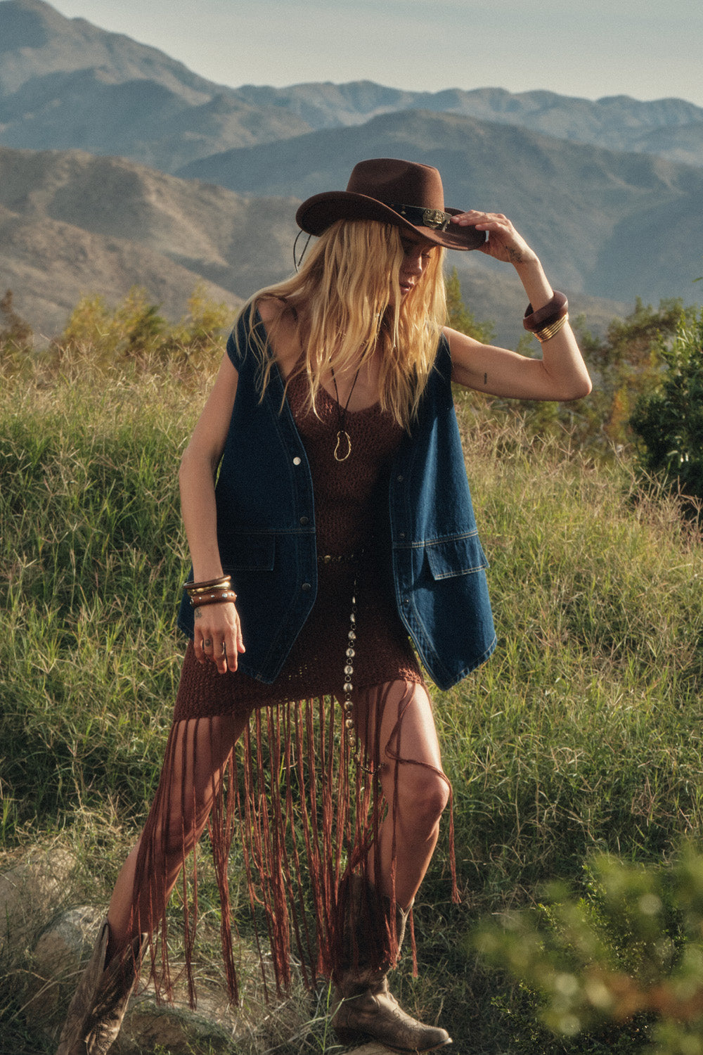 Beatrix Fringe-Maxi Dress