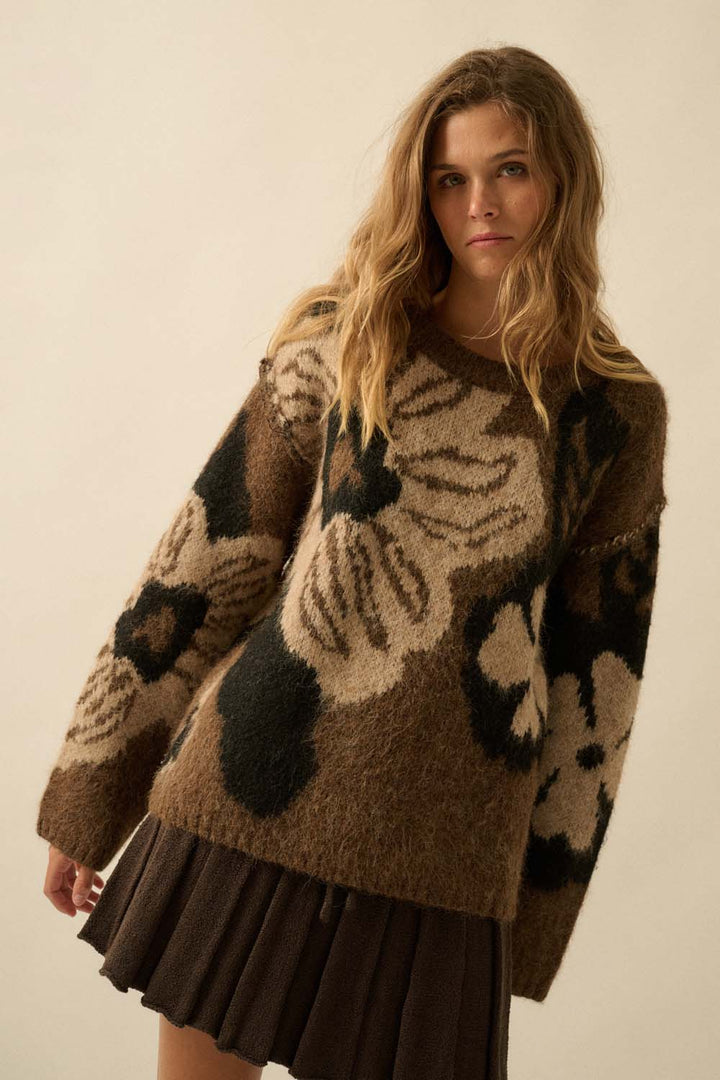 Fuzzy Floral Sweater