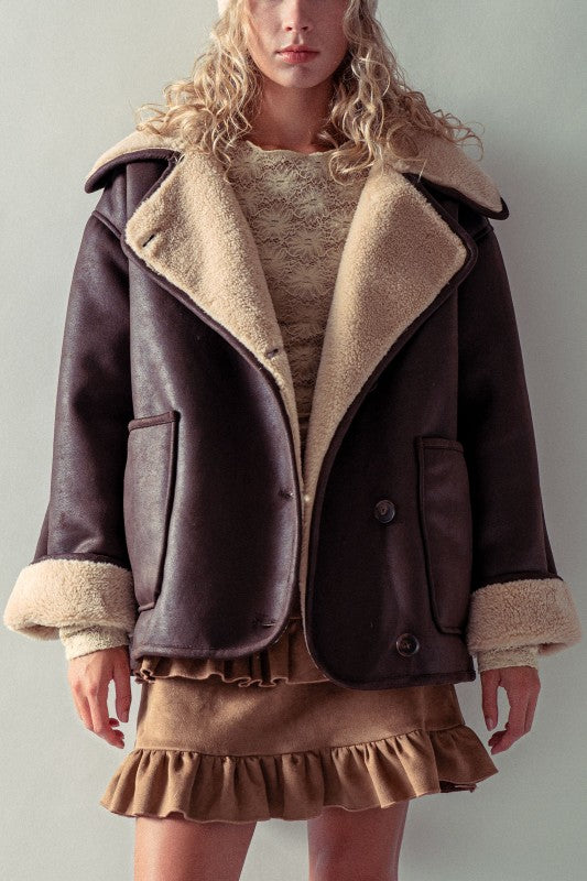 Shearling Faux Leather Coat