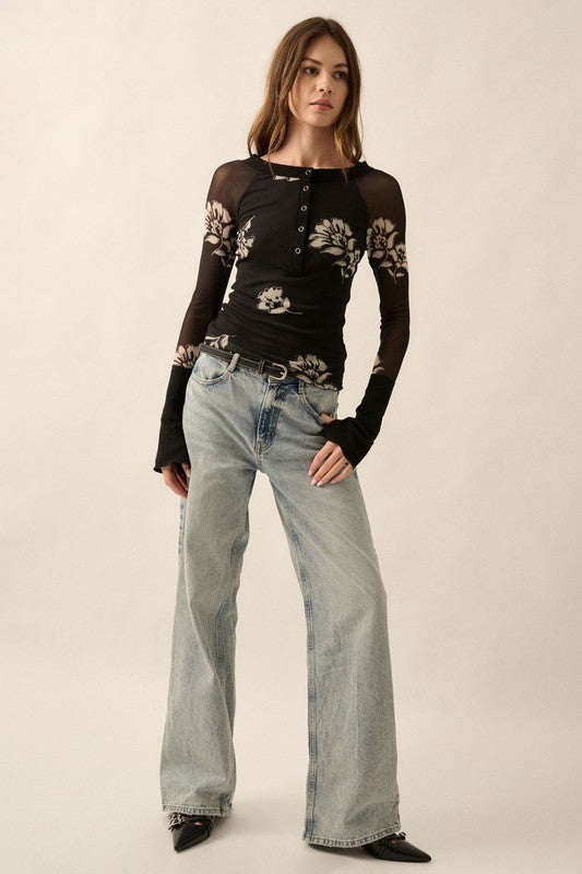 Kaya Floral Mesh Top