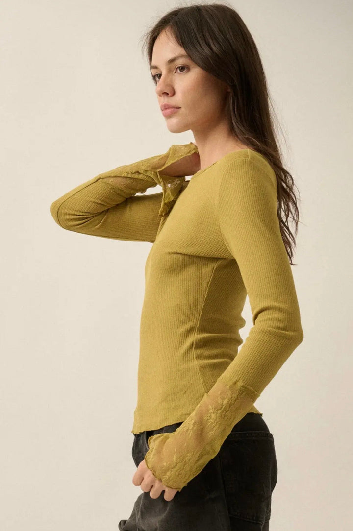 Noah Lace Cuffed Top