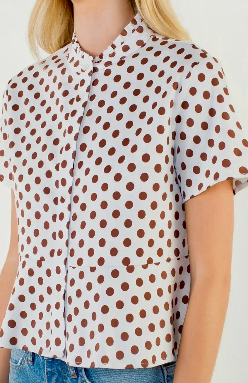 Sailor Polka Dot Button Down Top