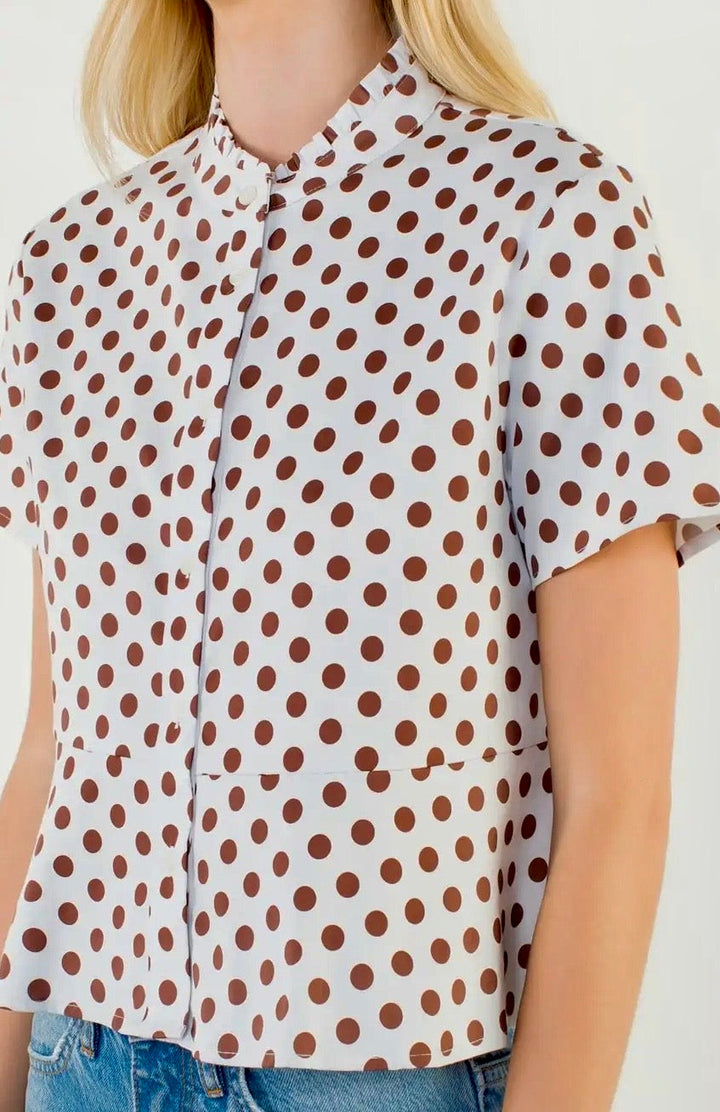 Sailor Polka Dot Button Down Top