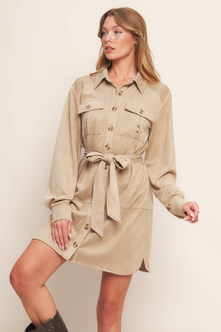 Farrah Suede Shirt Dress