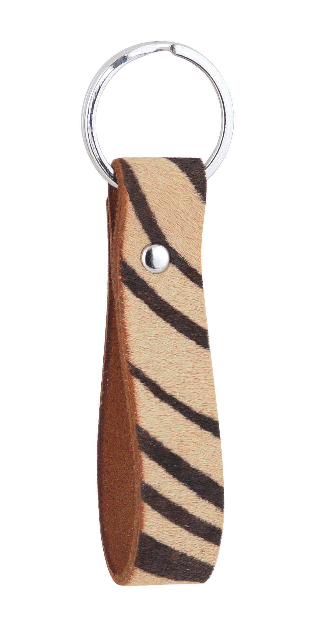 Zebra Print Calf Hair Keychain