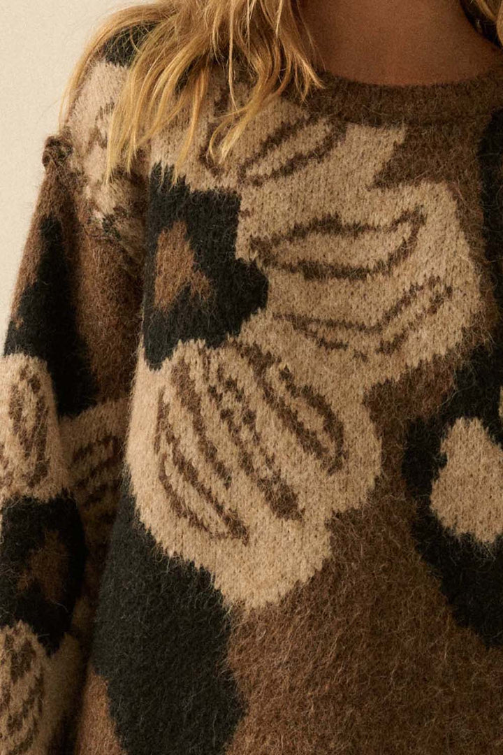 Fuzzy Floral Sweater