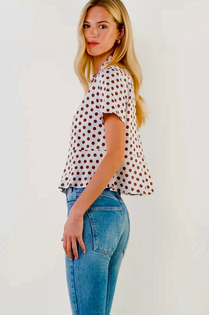 Sailor Polka Dot Button Down Top
