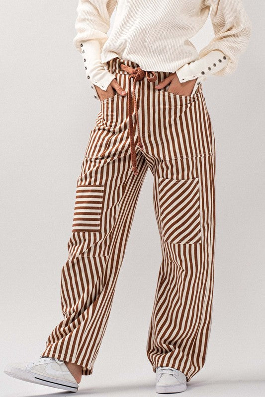 Mona Striped Drawstring Pants