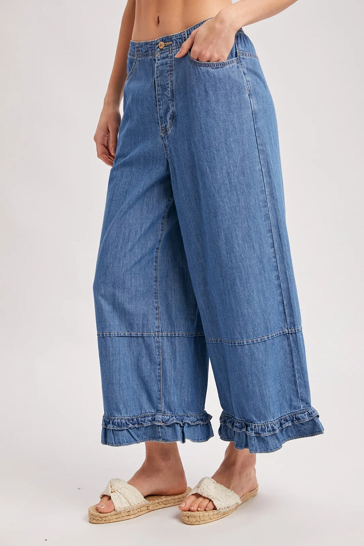 Cleo Ruffled Hem Denim