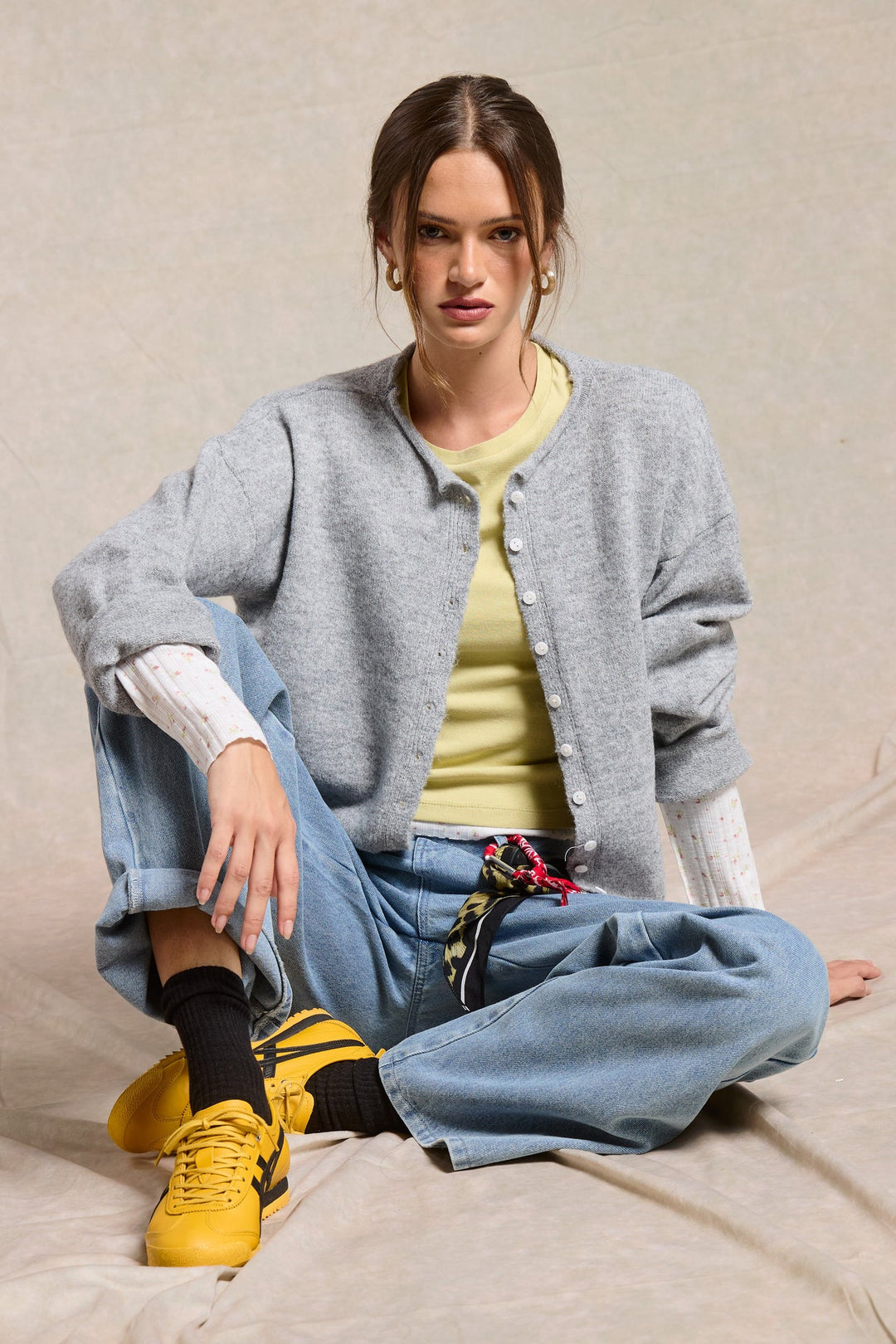 Maple Rolled Collar Cardigan Sweater