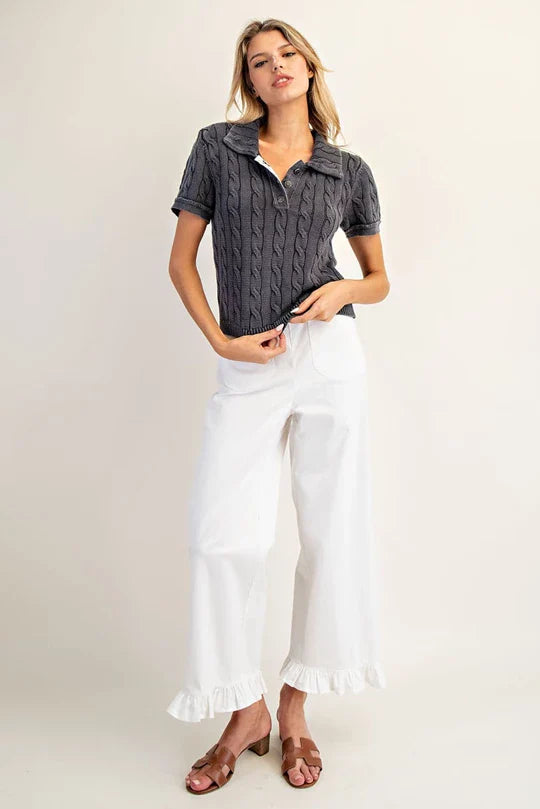 Marcie Cable Knit Polo