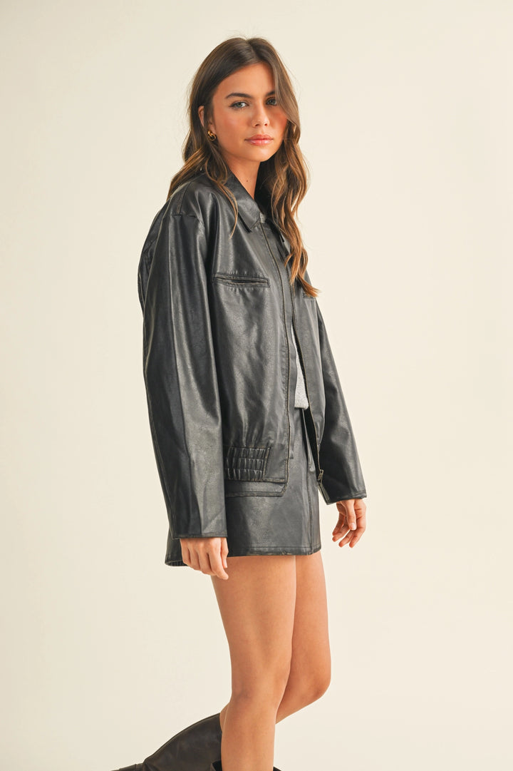 Bianca Leather Zip Up