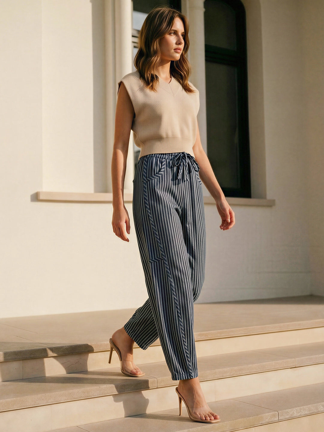 Mary Pinstripe Drawstring Pants