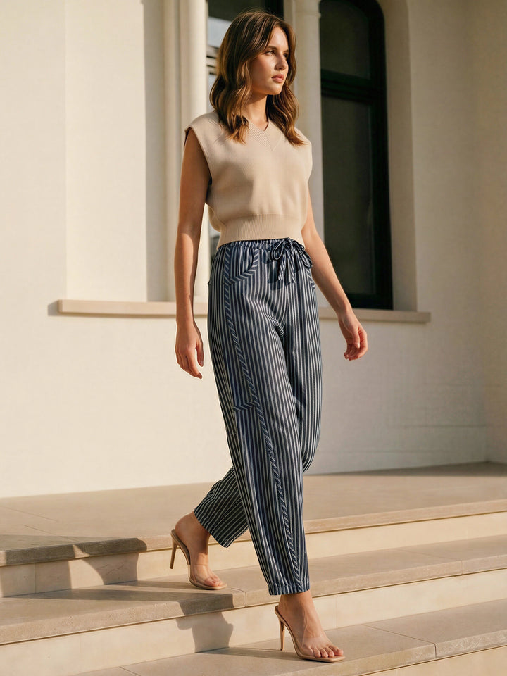 Mary Pinstripe Drawstring Pants