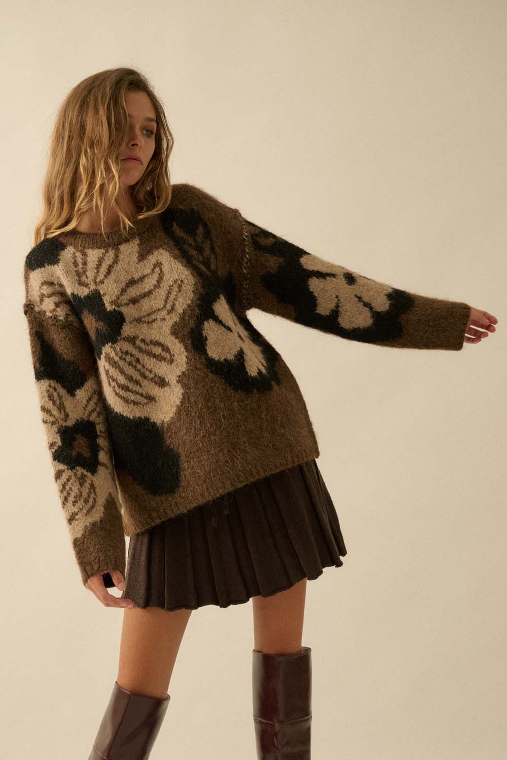 Fuzzy Floral Sweater