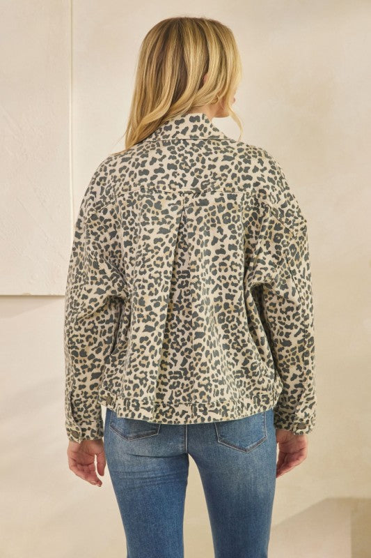 Kenzie Leopard Denim Jacket