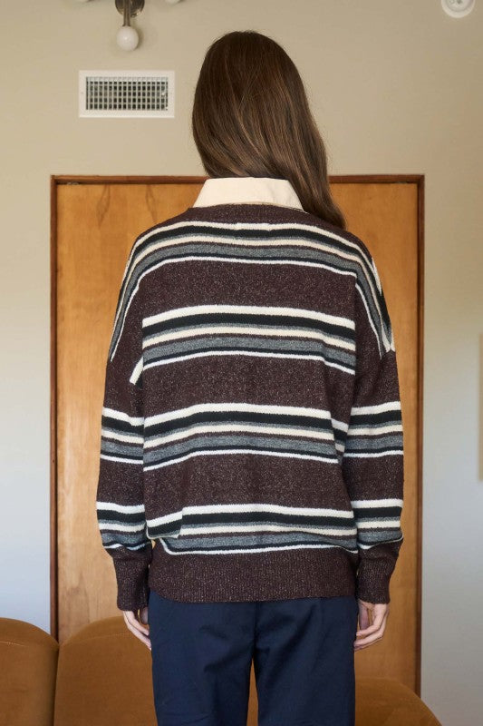 Monroe Striped Vneck Sweater
