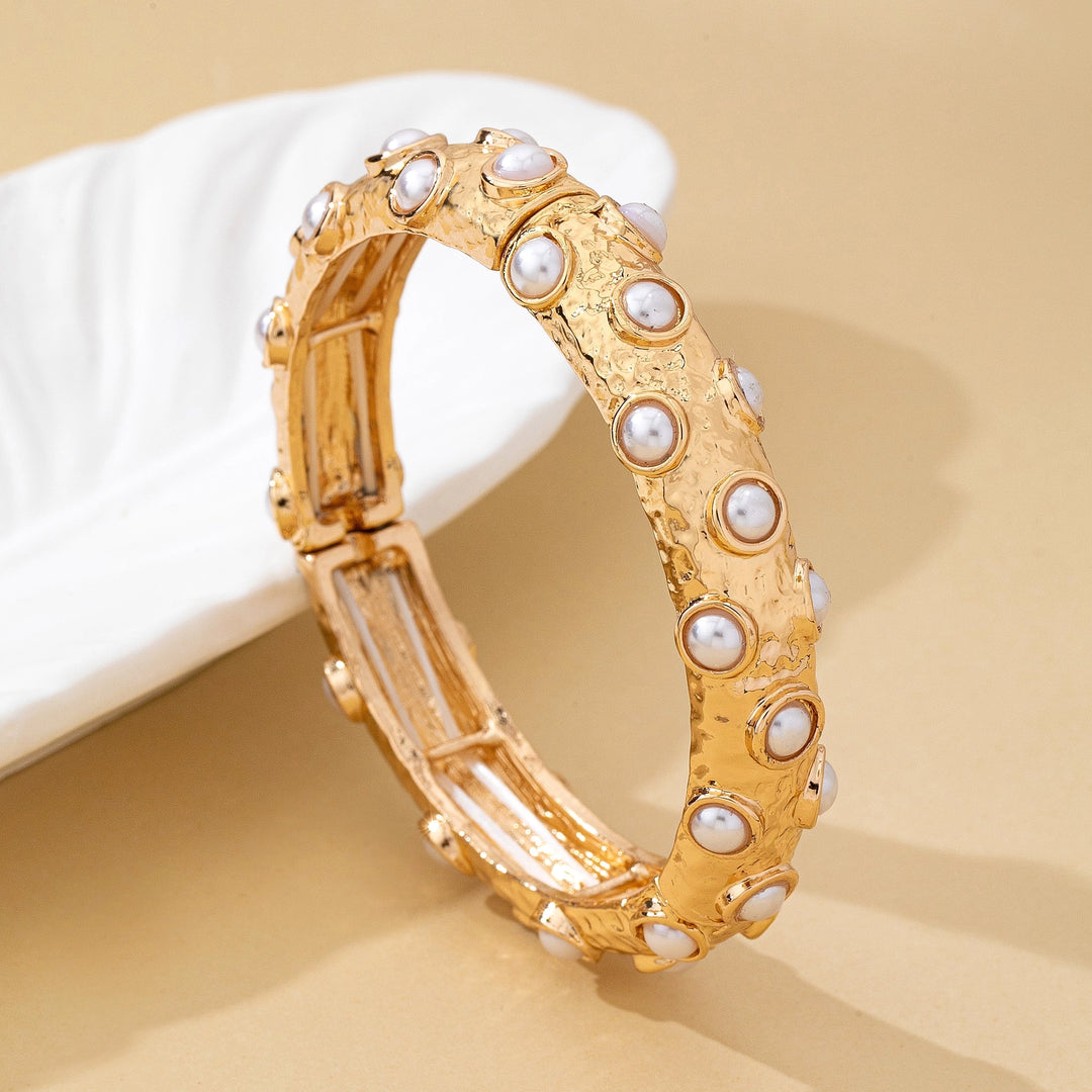 Gold and Pearl Embellished Bangle
