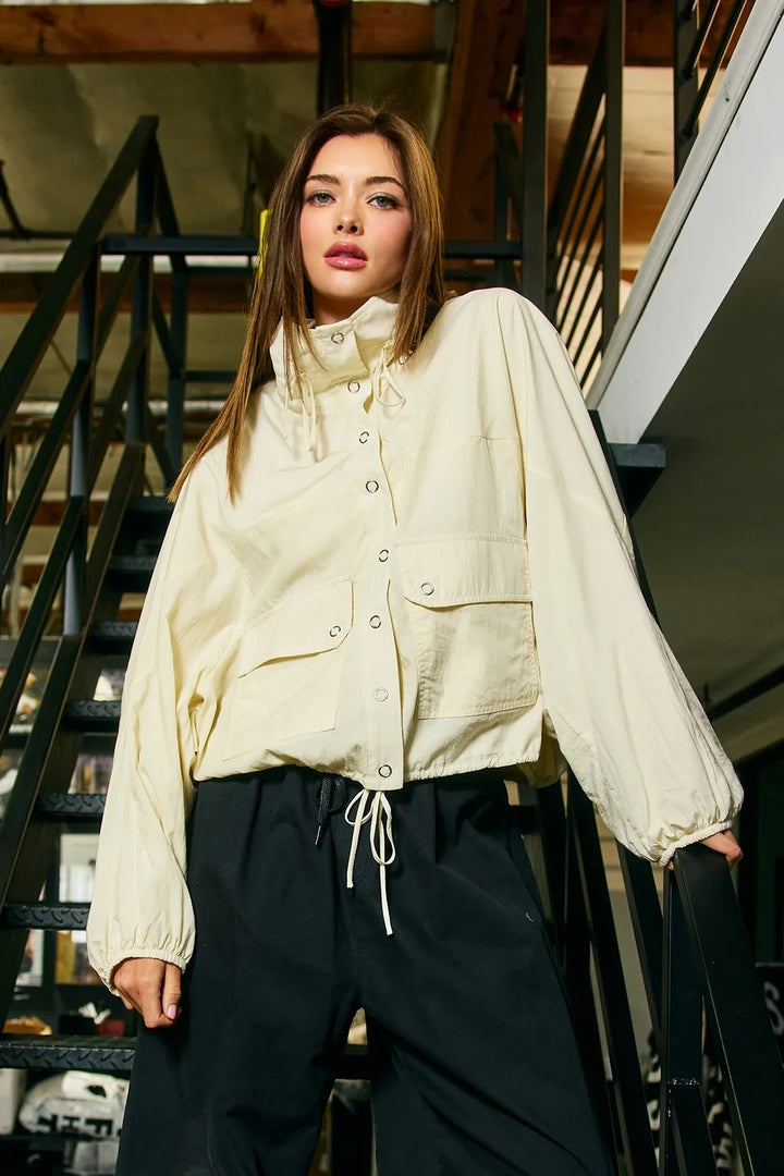 Utility High-Neck Windbreaker Jacket
