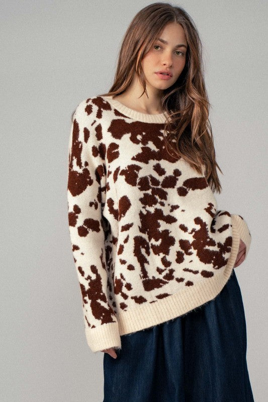 Poppy Cow Camo Print Sweater