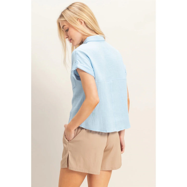 Sky Button Up