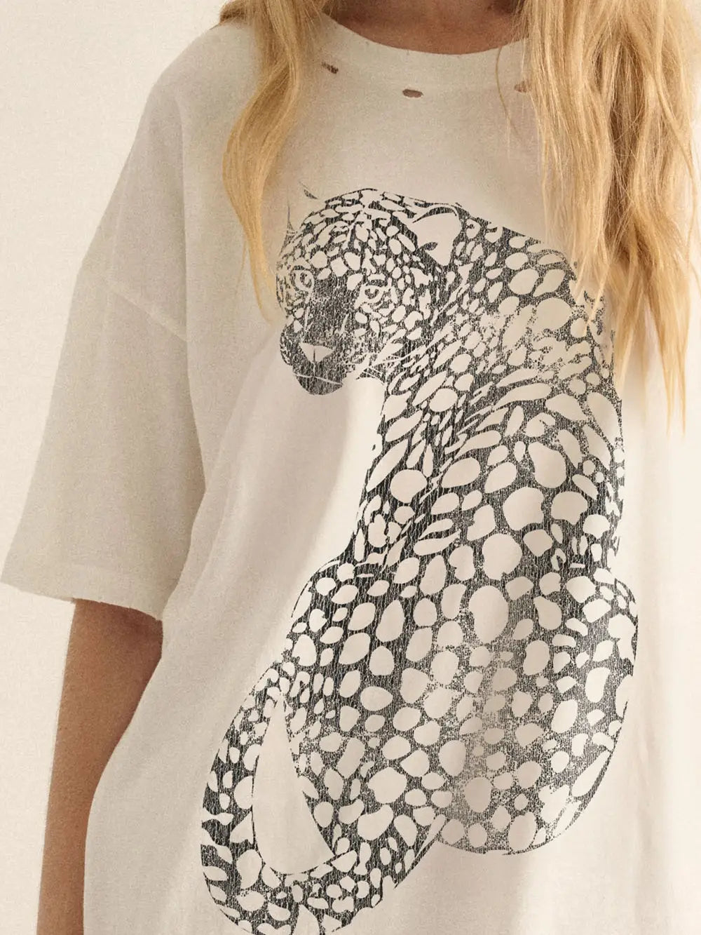 Cheetah Distressed Collar Tee
