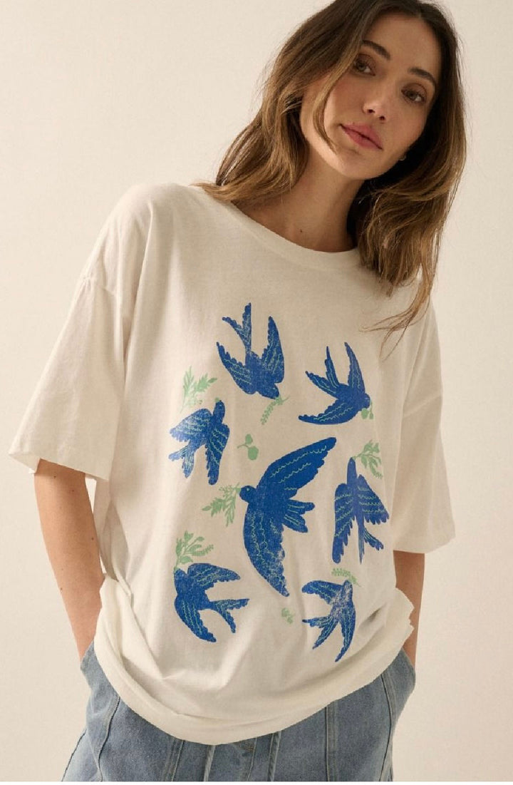 Soaring Vintage Print White Tee