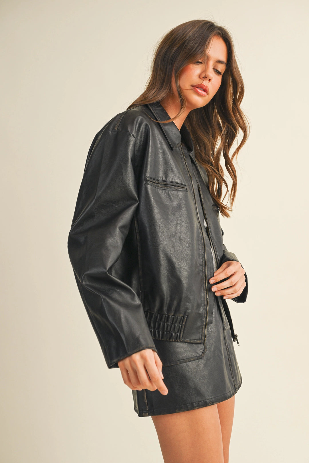 Bianca Leather Zip Up