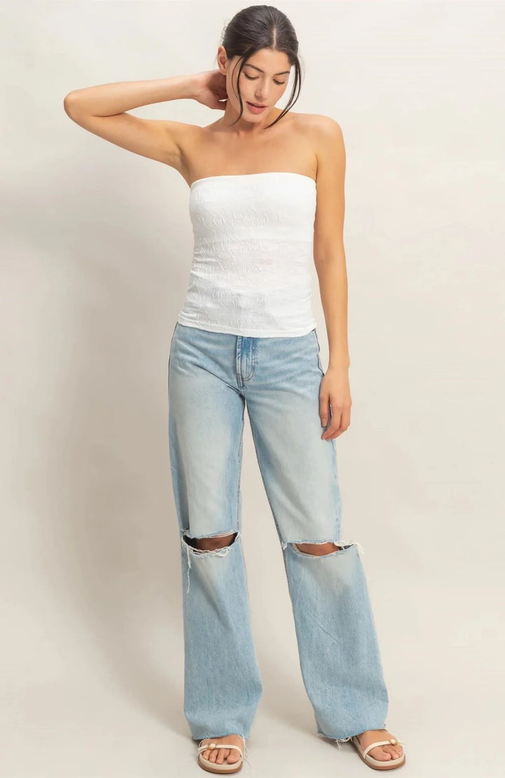 Strapless Jacquard Top