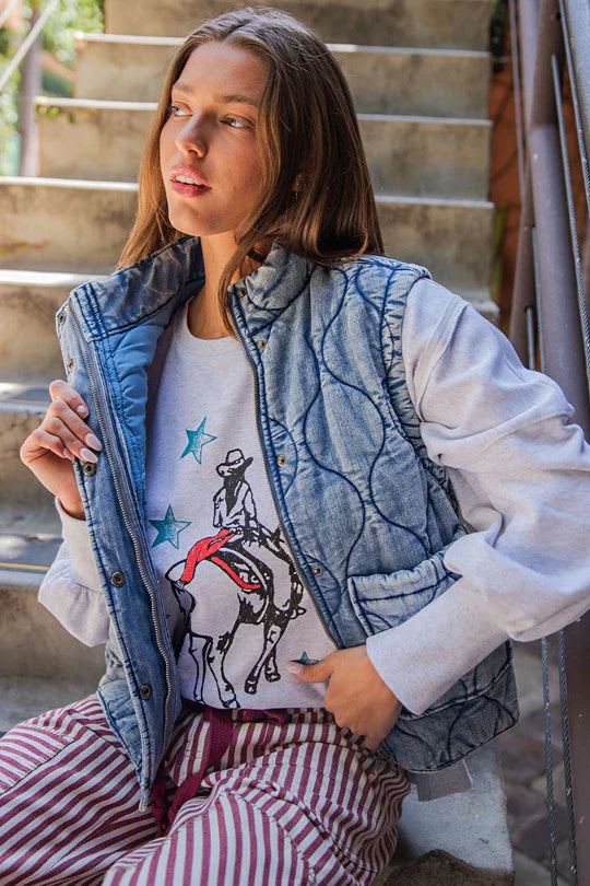 Jordan Quilt Denim Vest