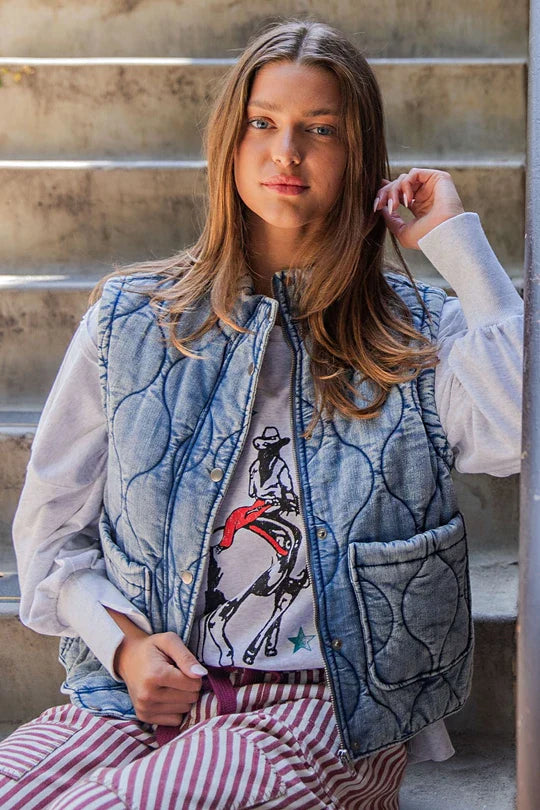 Jordan Quilt Denim Vest