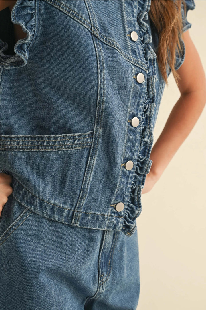 Lia Ruffled Denim Vest