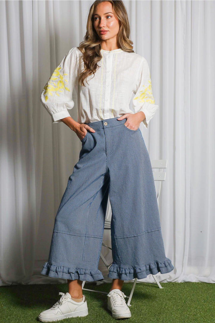Ruffled Hem Denim
