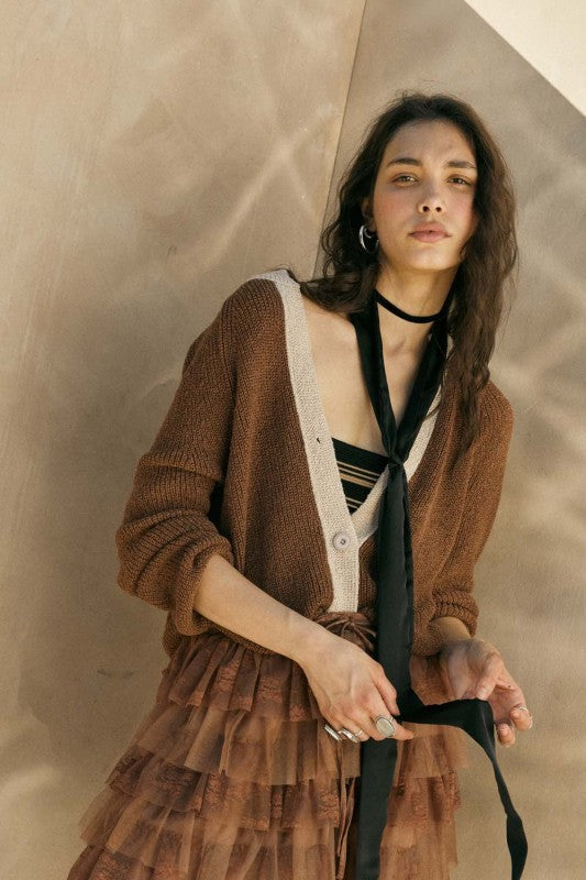 Jasmine Lightweight Contrast Cardigan