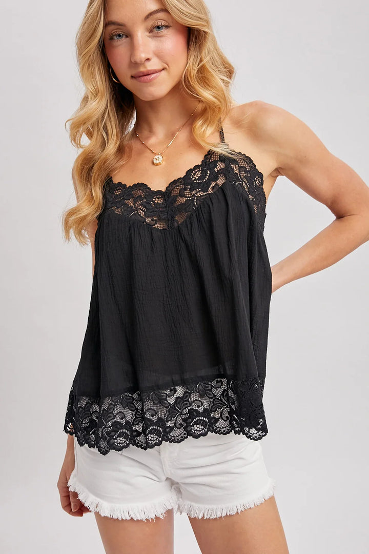 Laura Lace Trimmed Cami Top