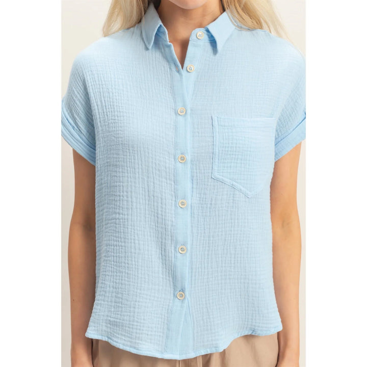Sky Button Up