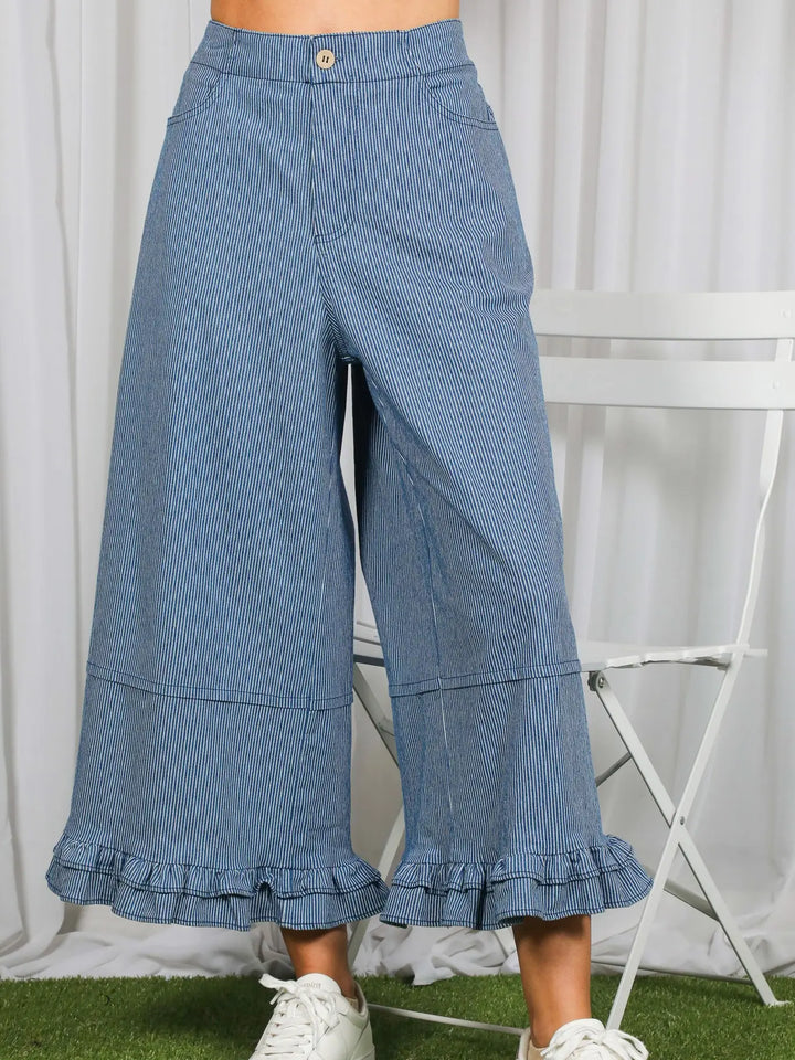 Ruffled Hem Denim