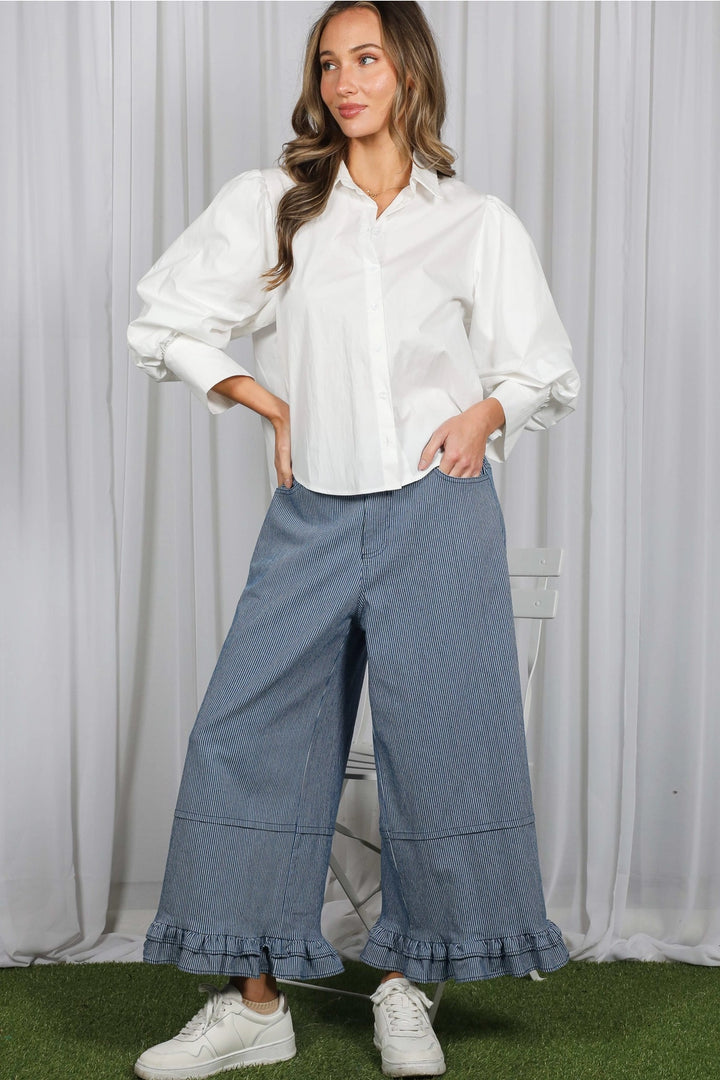 Ruffled Hem Denim