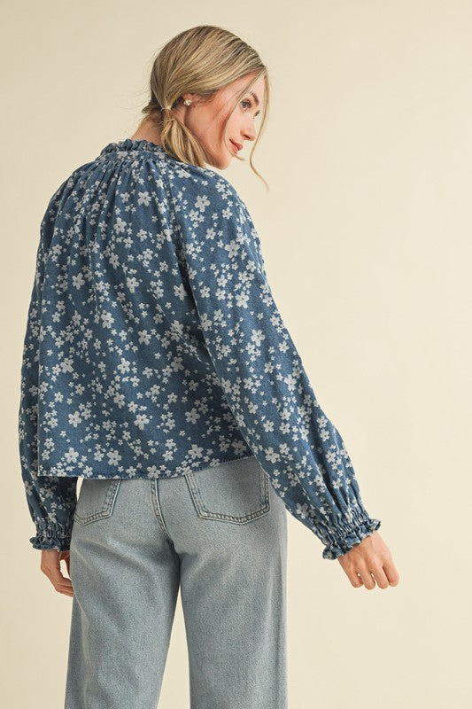 Marybeth Denim Floral Top