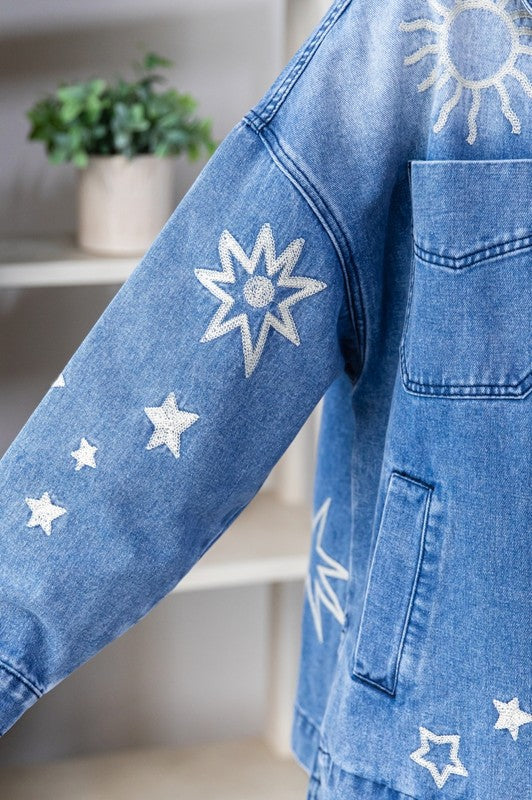 Embroidered Denim Barn Jacket