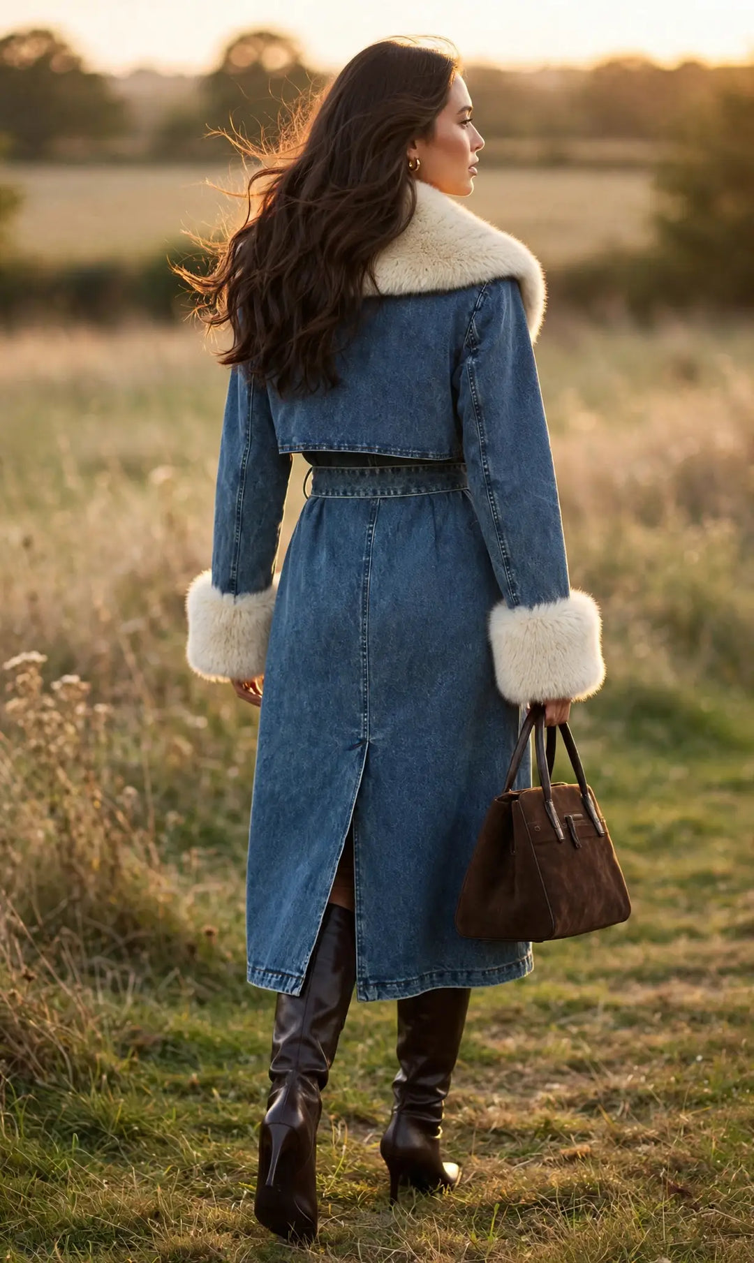 Aspen Denim Fur Coat
