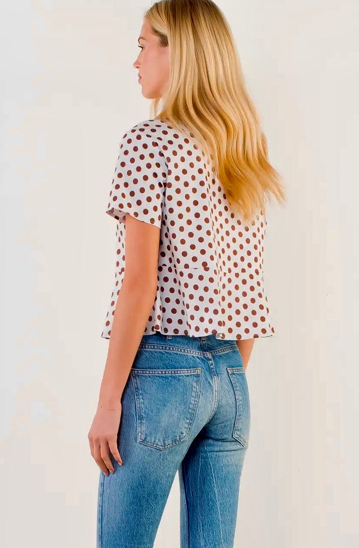 Sailor Polka Dot Button Down Top