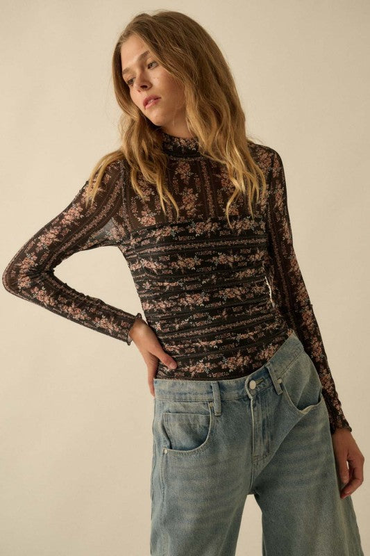 Lisa Ruched Mesh Bodysuit