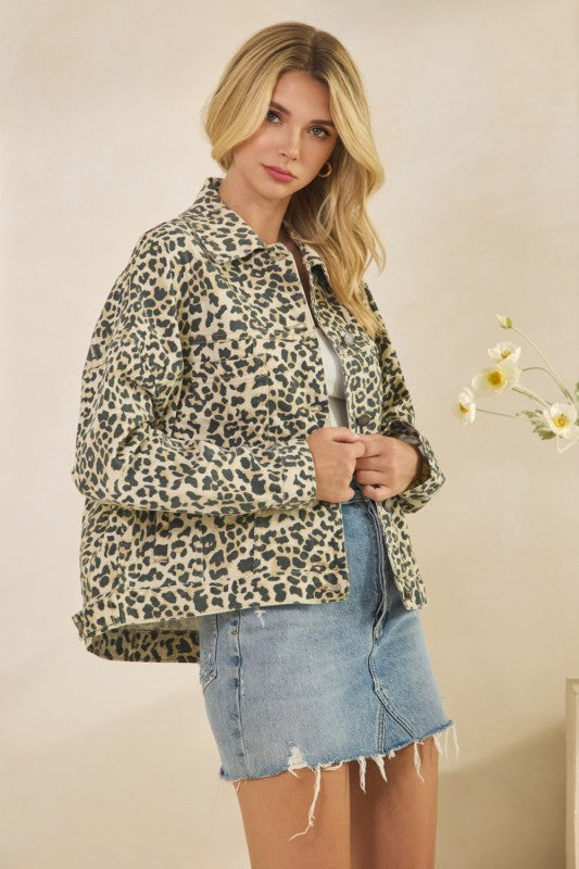 Kenzie Leopard Denim Jacket