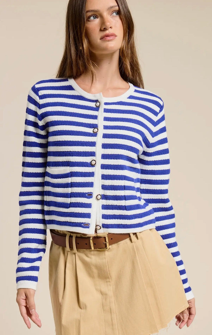 Coastal Striped Cardigan Sweater